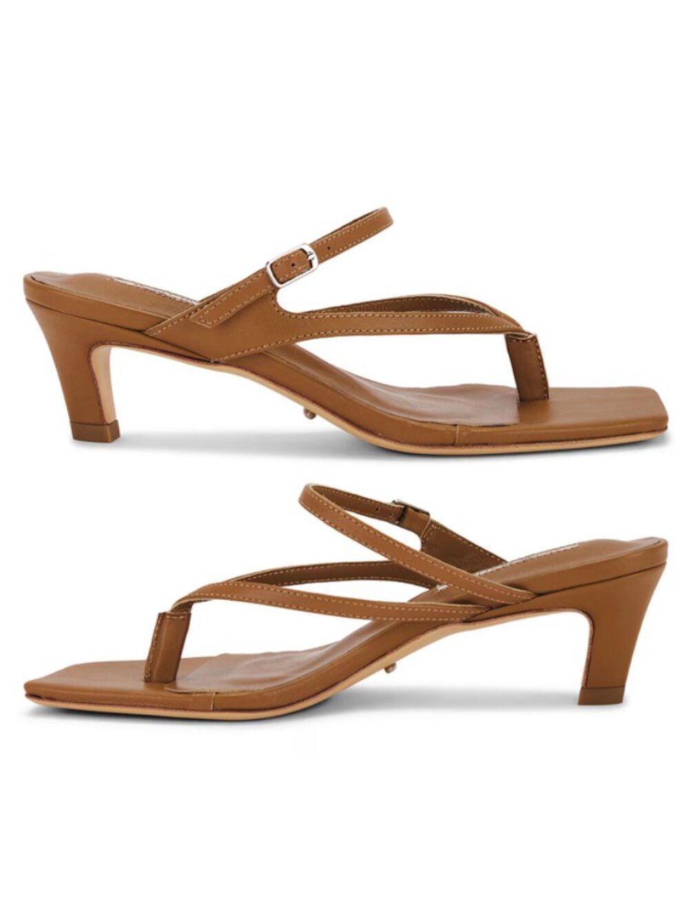 Tony Bianco Trance Leather Kitten-Heel Thong Sandals (Tan Nappa)